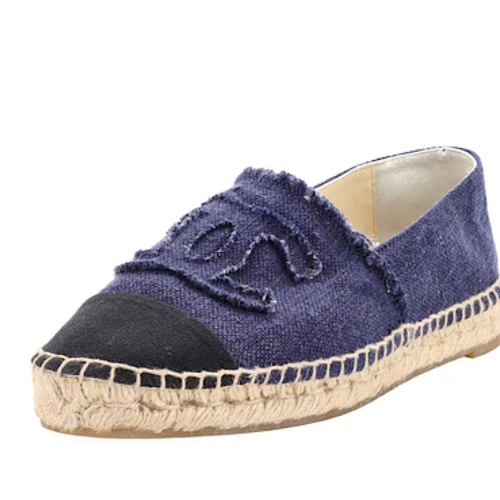 CHANEL Blue and Black Espadrilles